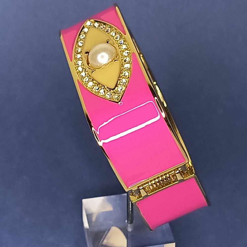 Hinged Rectangle Wide Chunky Bangle Cuff Evil Eye… - image 5